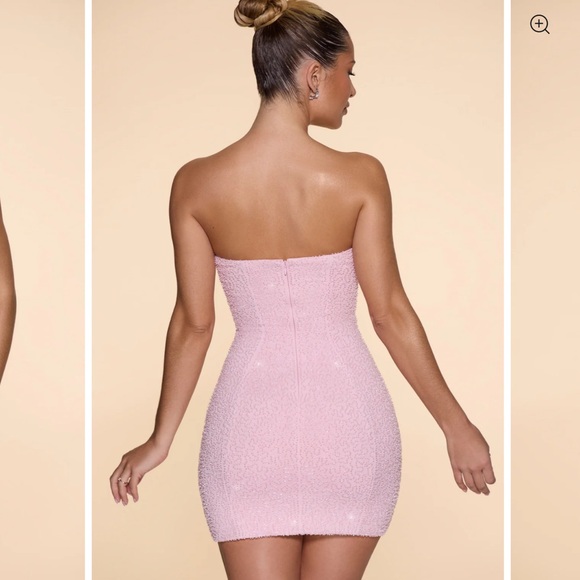 Oh Polly - Basel: Embellished Strapless Cowl Neck Mini Dress - Picture 2 of 6